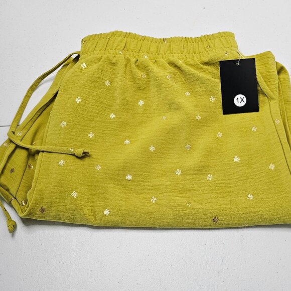 Golden Radiance Wide-Leg Trouser Pants Size 1X | Elastic Waist | Flowy & Chic - Picture 5 of 5